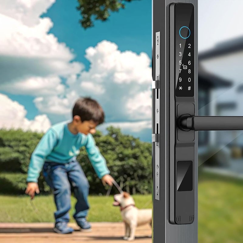 HiFam Fingerprint Door Lock, TUYA APP Control Smart Lock Electronic Door Lock with Code Passcode Biometric Door Handle, IC Card Key Unlock - Image 4